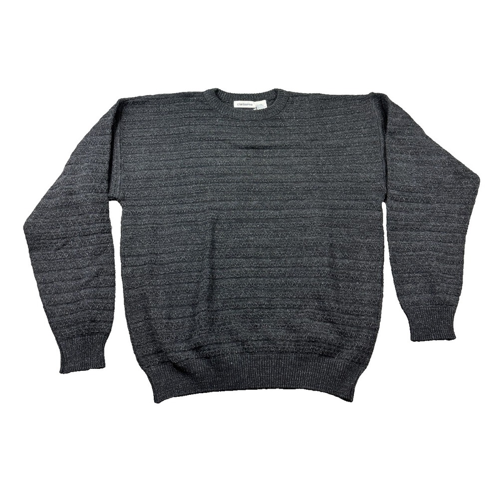 VTG Claiborne Sweater Mens Large Crewneck Textured Pullover Acrylic USA NEW